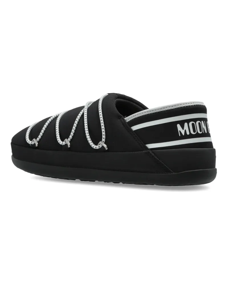 Moon Boot Icon Logo Slipper — Black Black