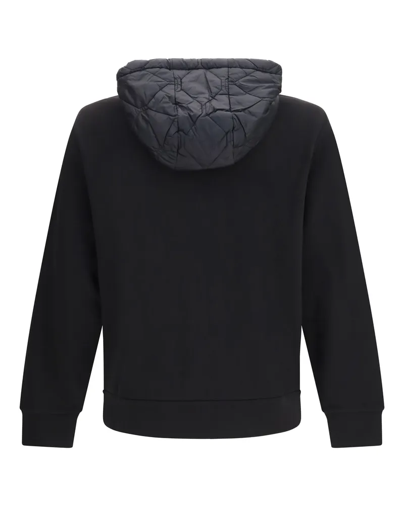 Moncler Cotton-Modal Blend with Quilted Nylon Pockets Hoodie — Black Black