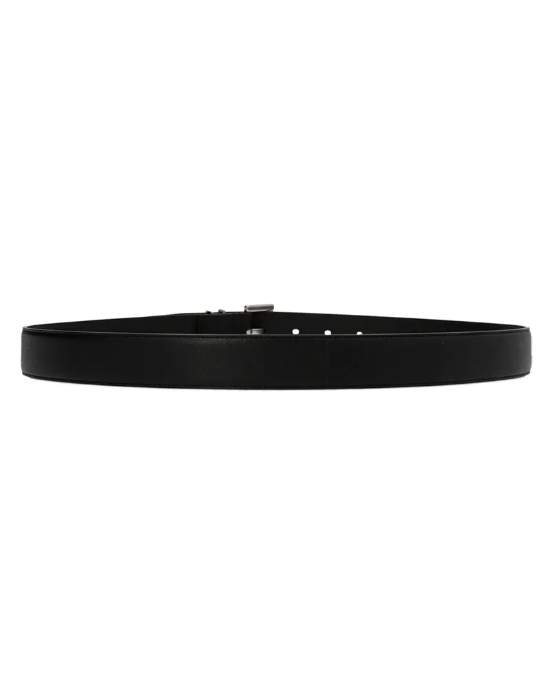 Saint Laurent Men's Black Calfskin Regular Belt Black