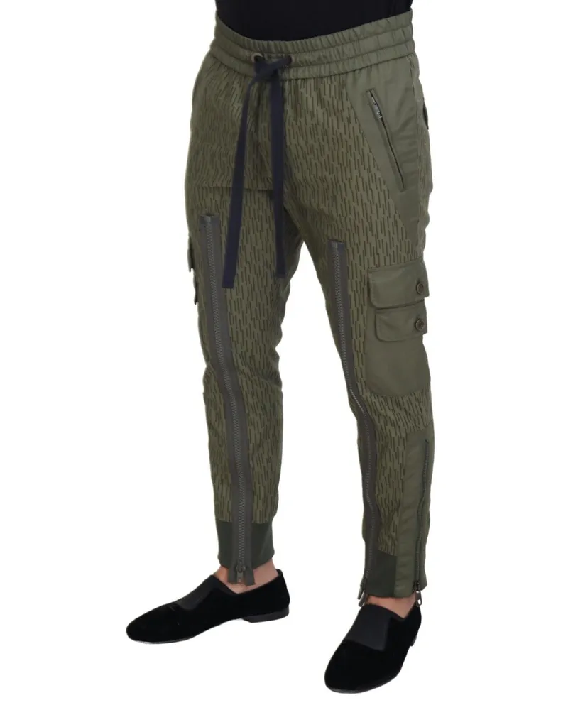 Dolce & Gabbana Men's Striped Cotton-Nylon Cargo Pants Green Green