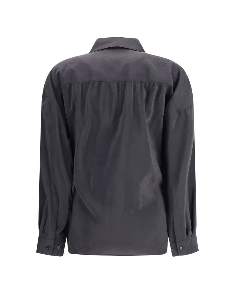 Christophe Lemaire Women's Black Silk Dress Shirt Black