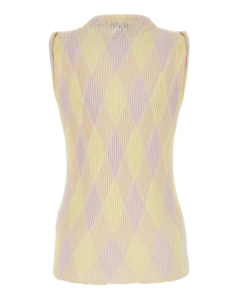 Burberry Women Embroidered Cotton Blend Top Cameoippattern Exterior: Silk Maglie Beige