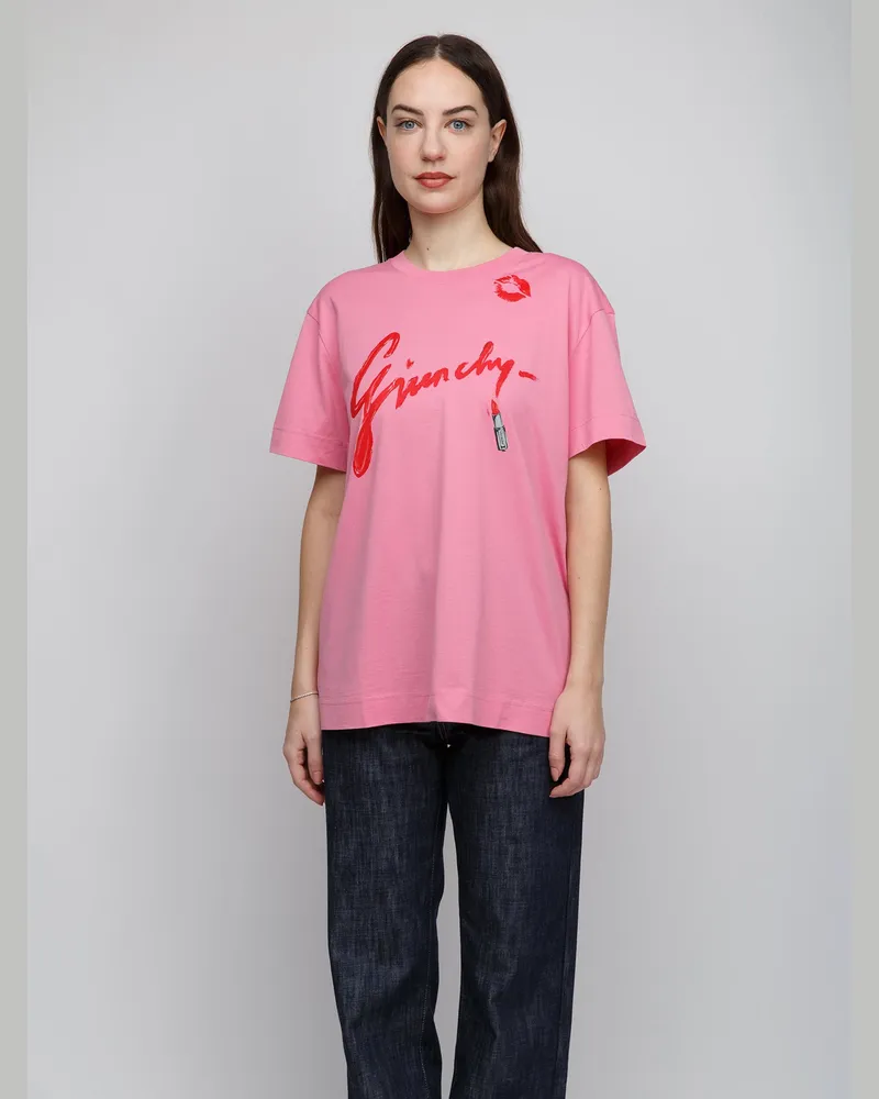 Givenchy Logo-Print Cotton T-Shirt — Pink Pink