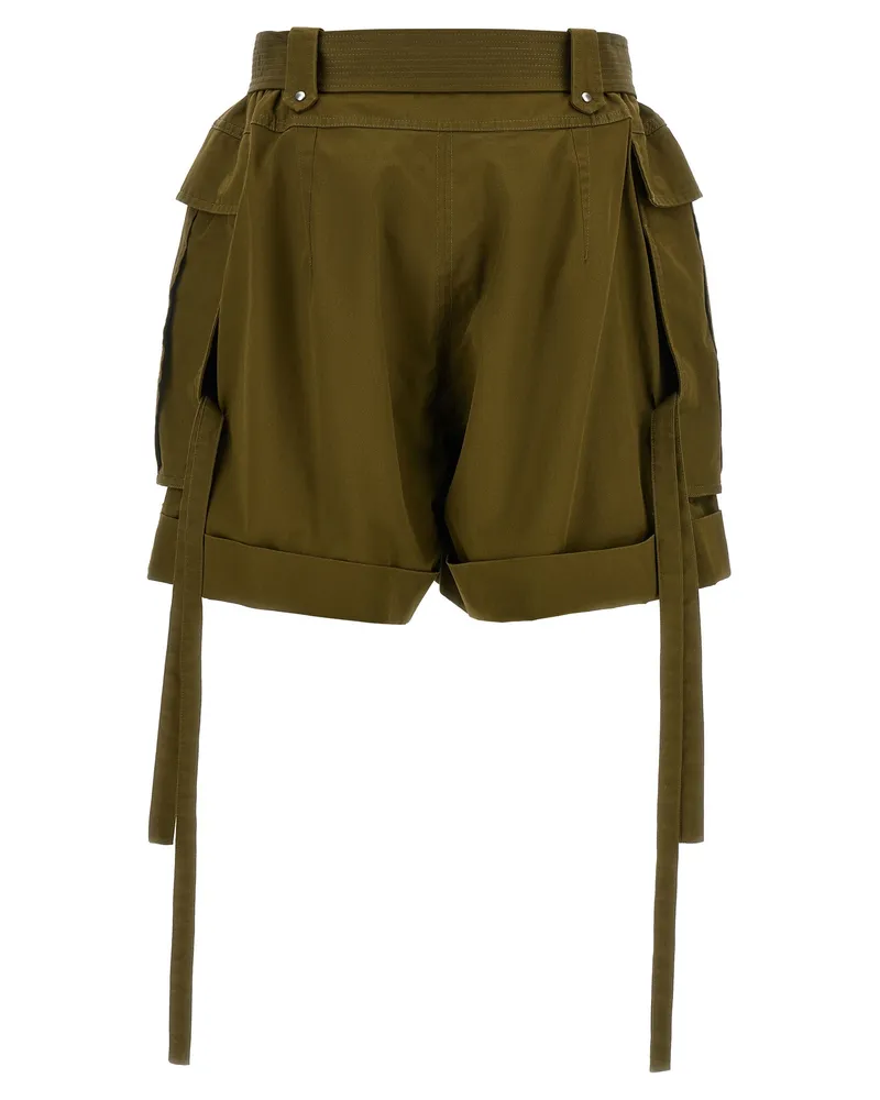 Alexander McQueen Women's Bicolor Cotton Bermuda Shorts Green