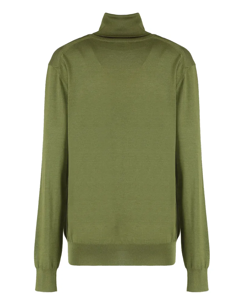 Saint Laurent Women's Wool Blend Turtleneck Sweater Green Green
