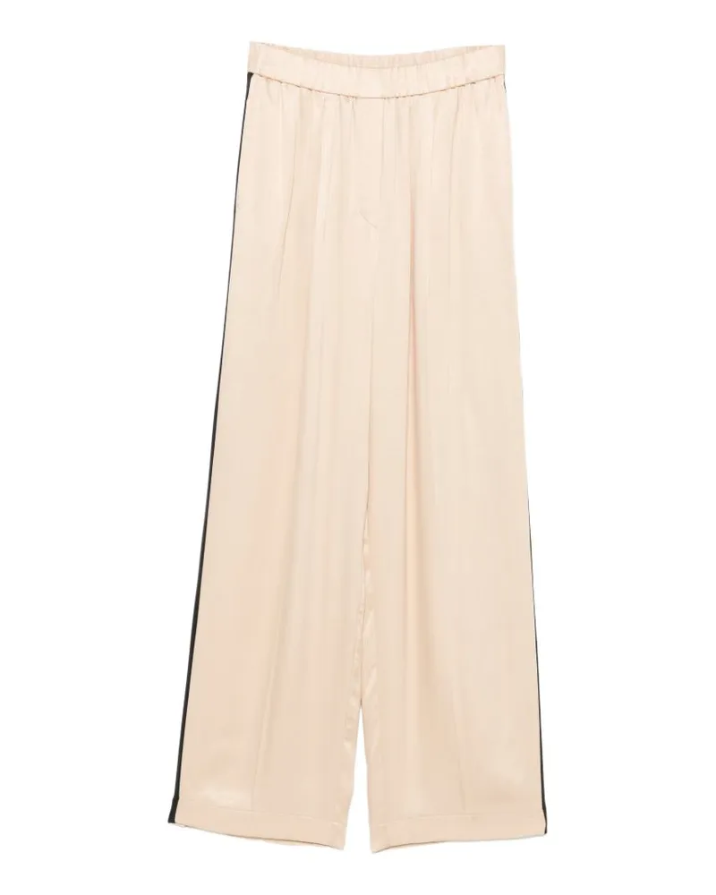 forte_forte Side-Stripe Satin Trousers — Beige Beige