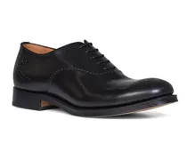 Brushed Calf Leather Brogue Oxford — Black