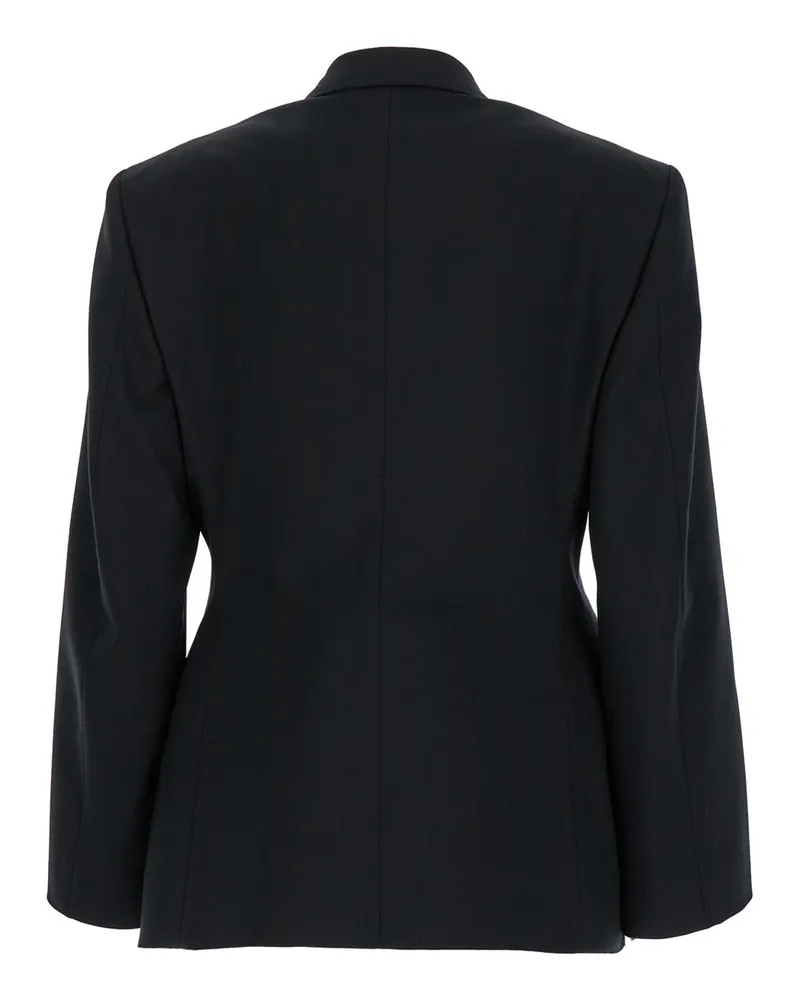 Balenciaga Women's Black Single-Breasted Jacket With Notched Revers Wool Blazers Black