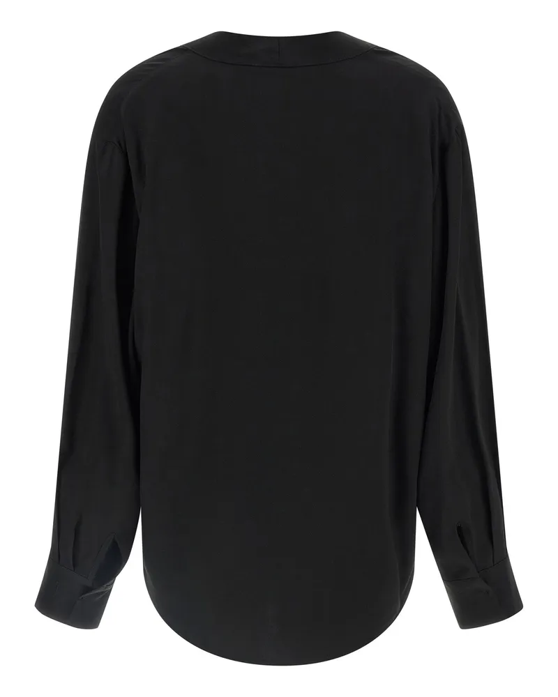 NUDE V-Neck Viscose Blouse — Black Black