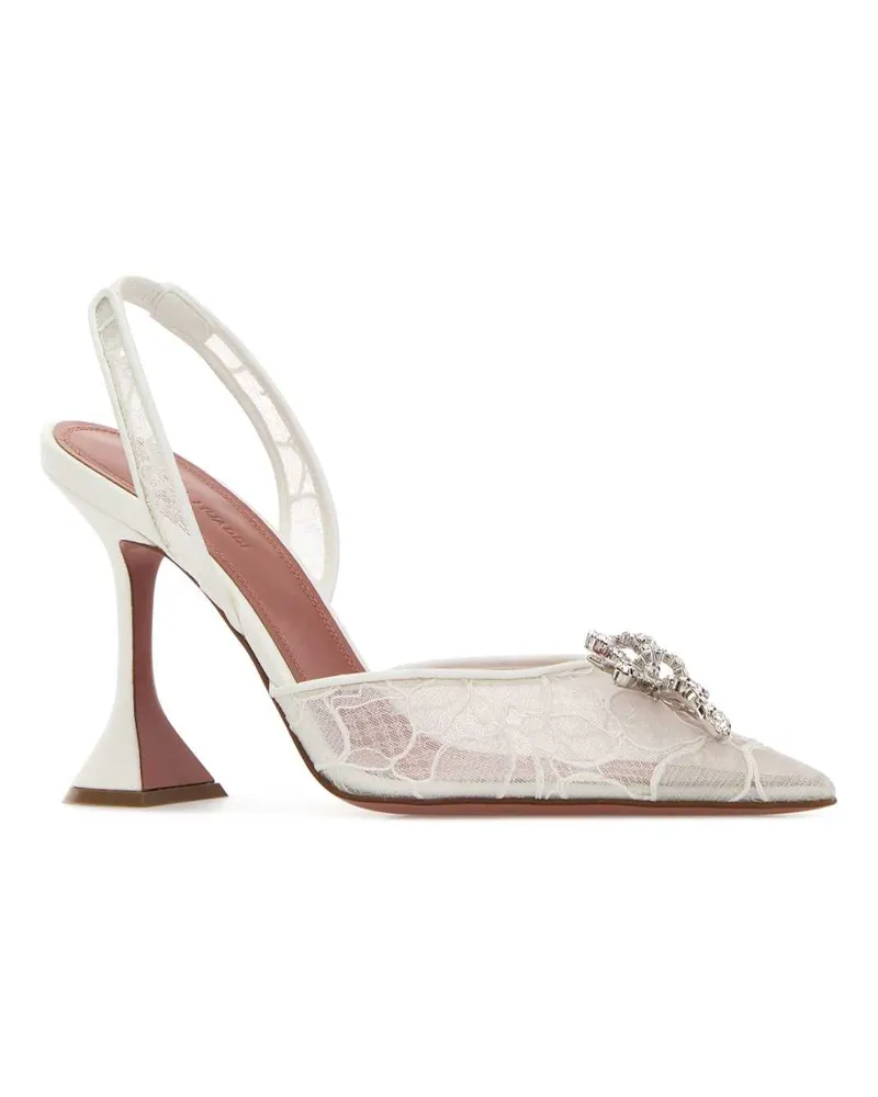 Amina Muaddi Rosielacesling95 Ivory Scarpe Con Tacco High Heel Shoes White