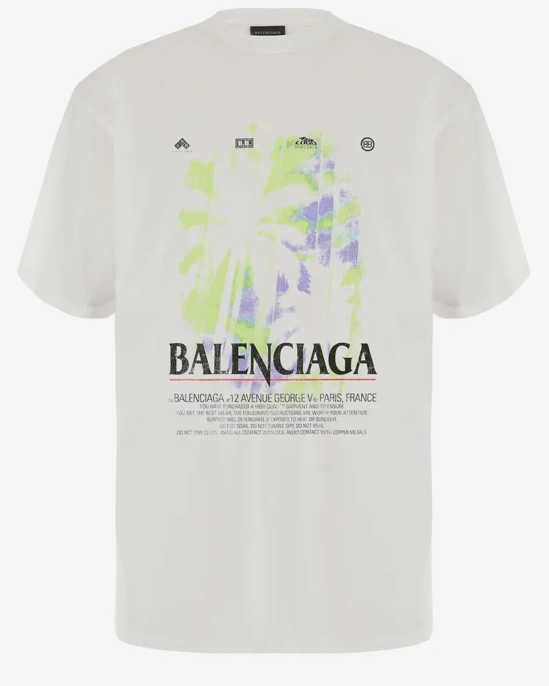 Balenciaga Men T-Shirt The Window Cotton White T-Shirts And Polos White