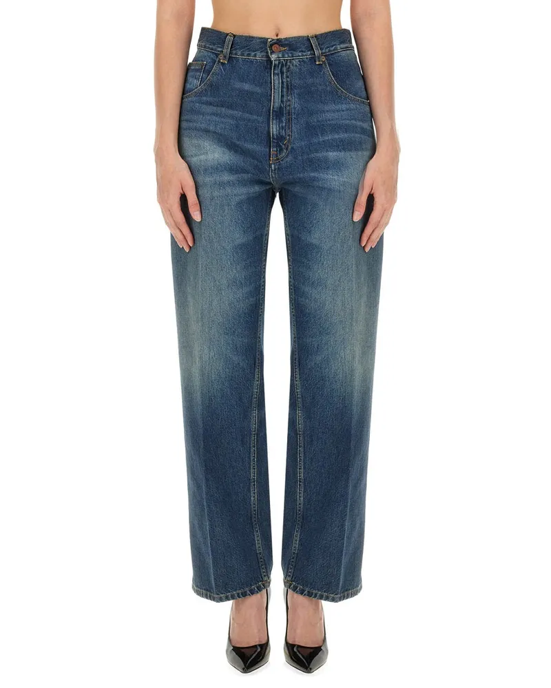 Victoria Beckham Vintage Wash Cotton Jeans — Blue Blue