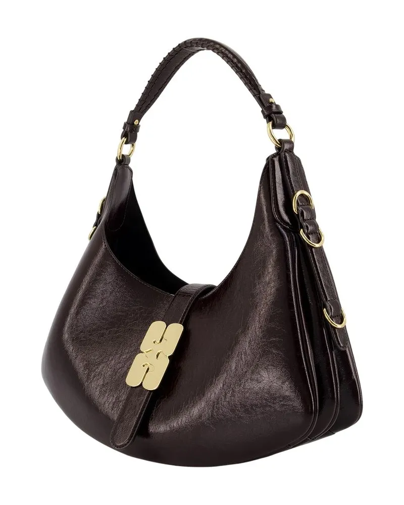 Ganni Kat Synthetic Hobo Bag — Brown Brown