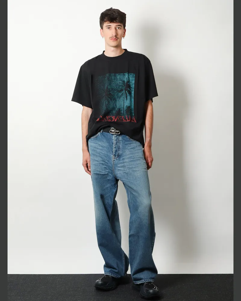 Balenciaga Men's T-Shirt Cotton Black T-Shirts And Polos Black