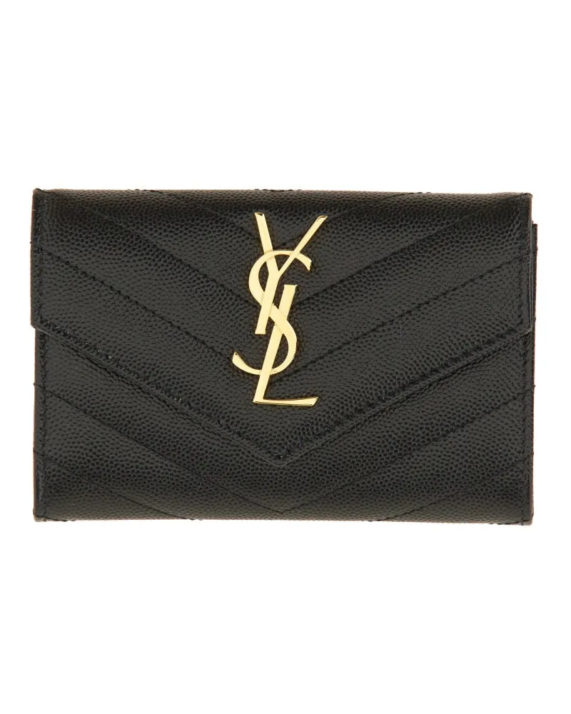 Saint Laurent Cassandre Envelope Wallet — Black Black