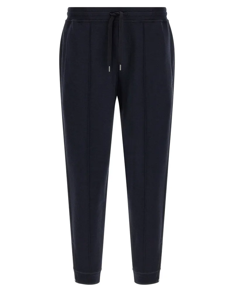 Brunello Cucinelli Cotton, Cashmere and Silk Blend Joggers — Navy Navy