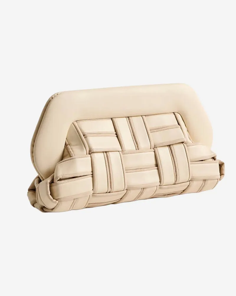 THEMOIRÈ Women's Vegan Fabric Bag Ivory Clutch Beige