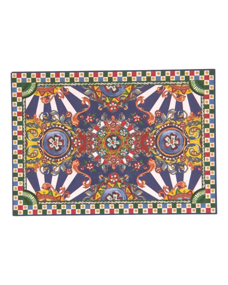 Dolce & Gabbana Women's Multicolor Carretto Siciliano Envelope Post Card Holder Accessory Multicolor