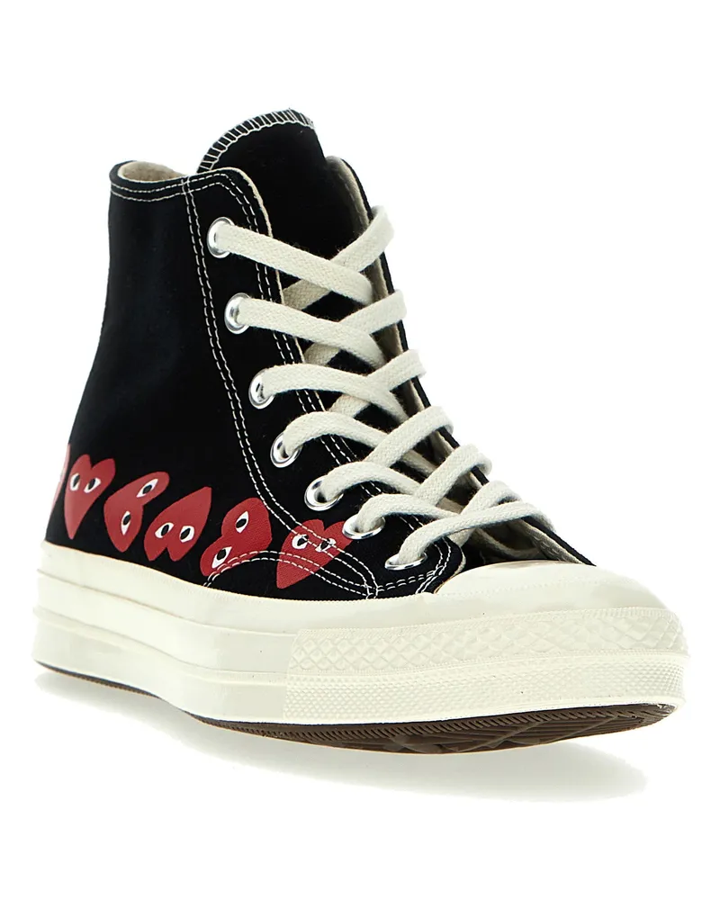 Comme des Garçons Heart Print Canvas Sneaker — Black Black