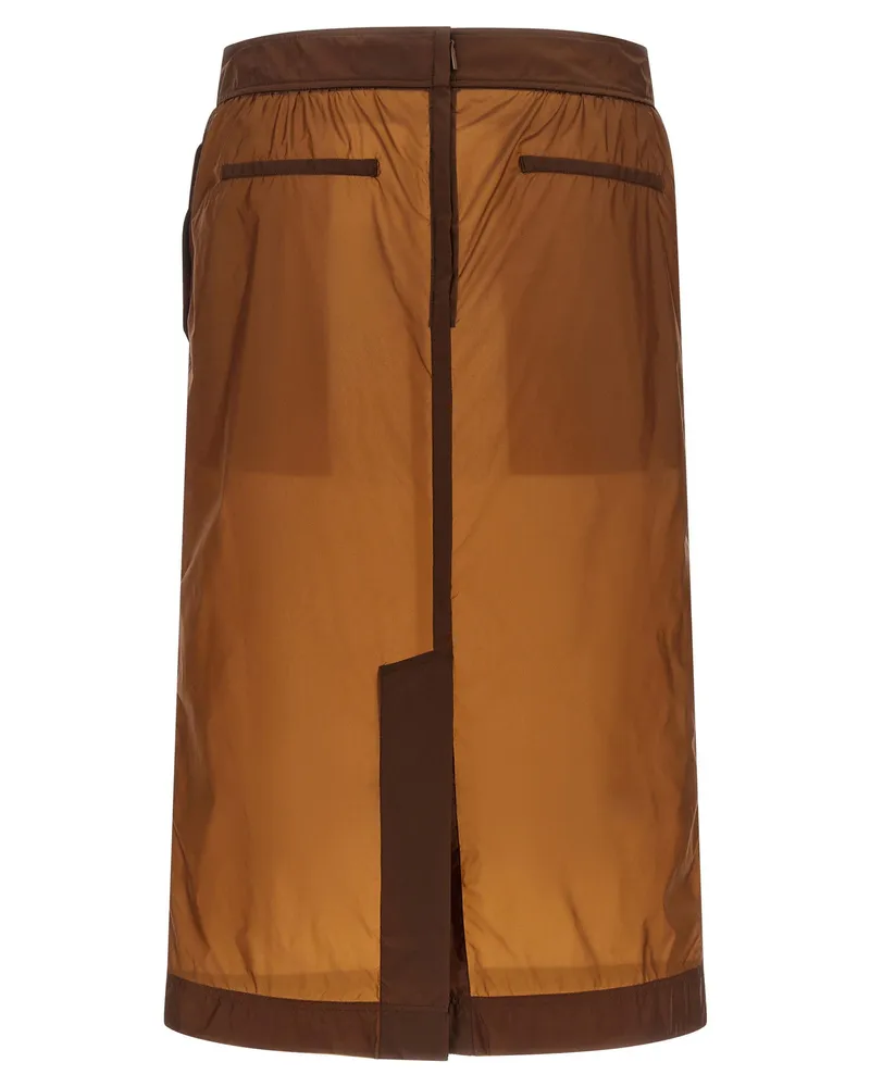 Saint Laurent Colorblock Nylon Skirt — Caramel Caramel