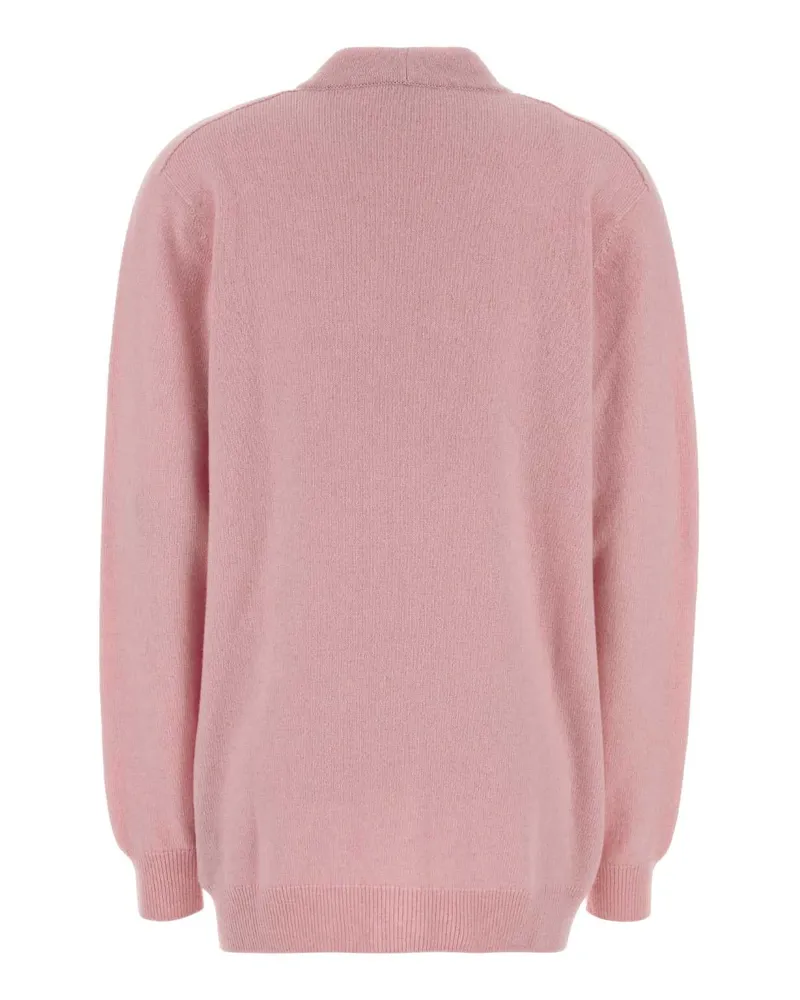 Balmain Women's Pink Cashmere And Wool Cardigan 4hr Rose Pale Maglieria Pink