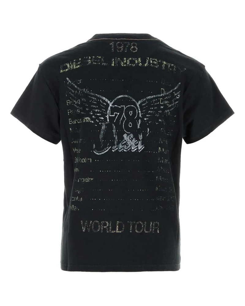 Diesel Graphic Print Cotton-Hemp T-Shirt — Black Black