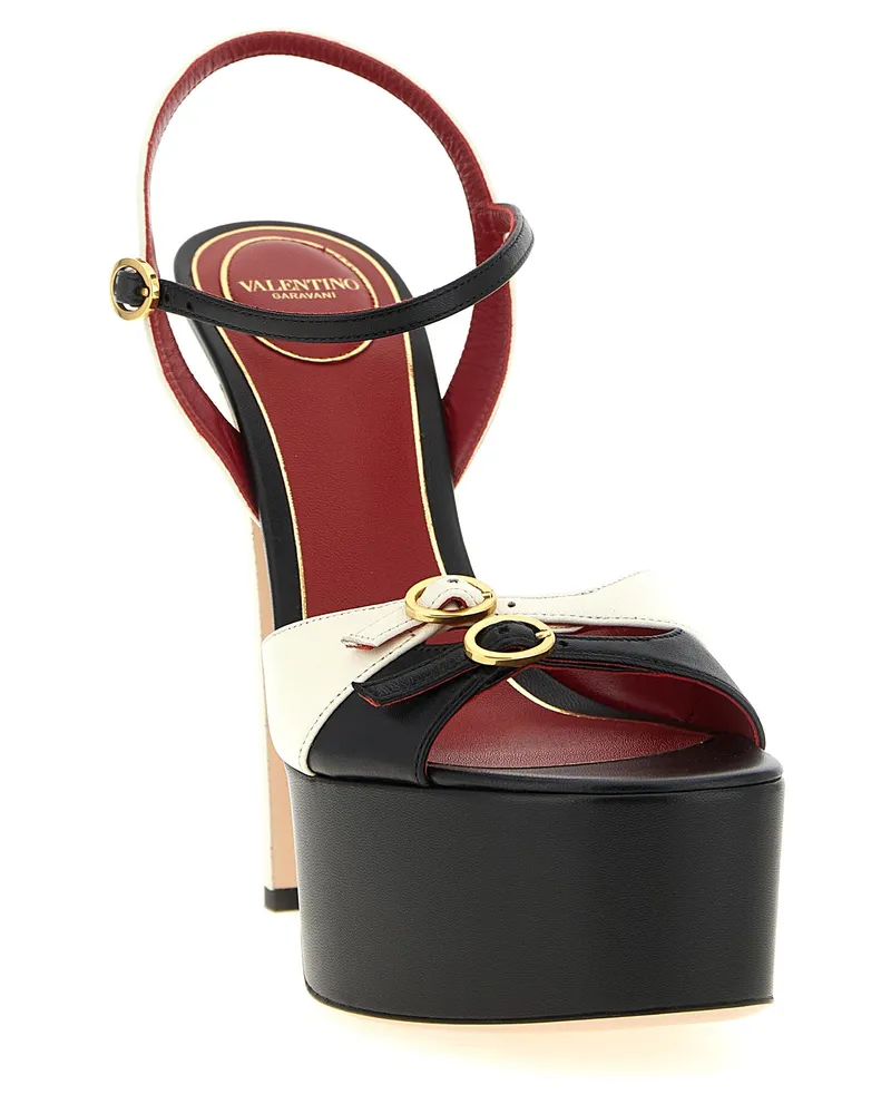 Valentino Garavani Women's Bicolor Calfskin Stiletto Heel Sandals White