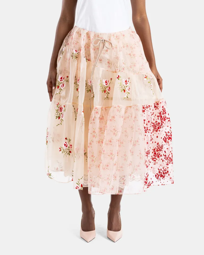 Simone Rocha Women's Jupe En Tulle Patchwork Transparent Rose Pink Dress Pink