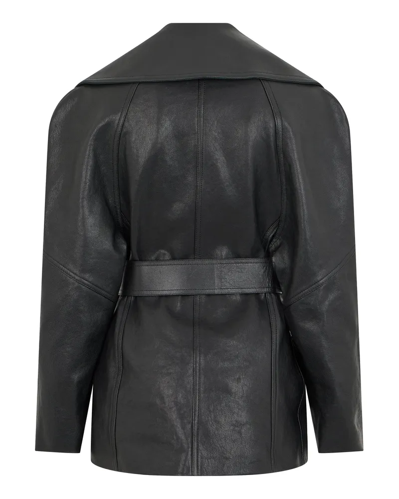 Gucci Women's Leather Jacket Knotted Black Goat Black