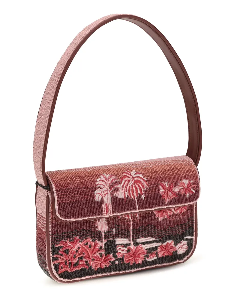 STAUD Women's Tommy Shoulder Bag California Clouds Glass Fibre Red
