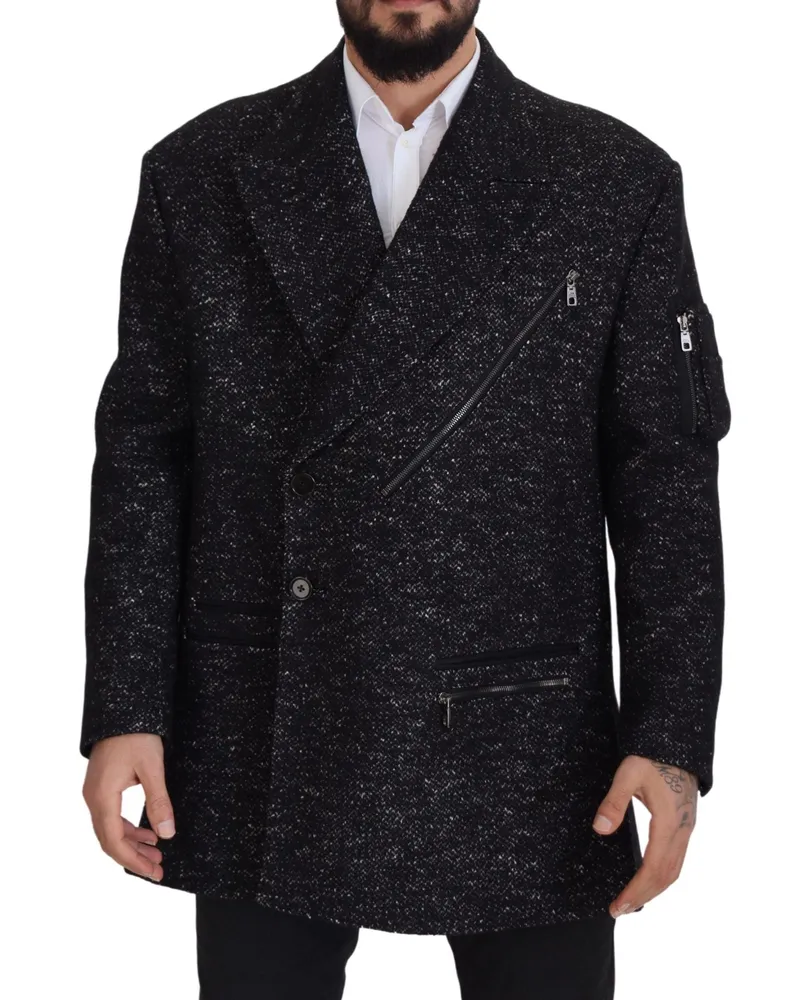Dolce & Gabbana Black Wool Double Breasted Coat Men Jacket Clothing Black