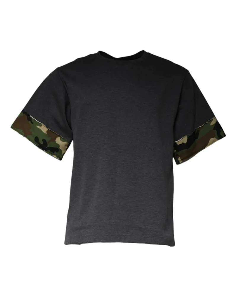 Dolce & Gabbana Camouflage-Print Crew Neck T-Shirt — Gray Gray