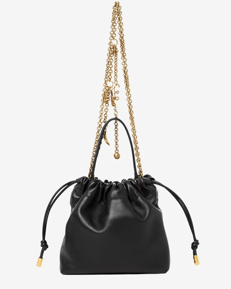 Chloé Leather Drawstring Shoulder Bag — Black Black