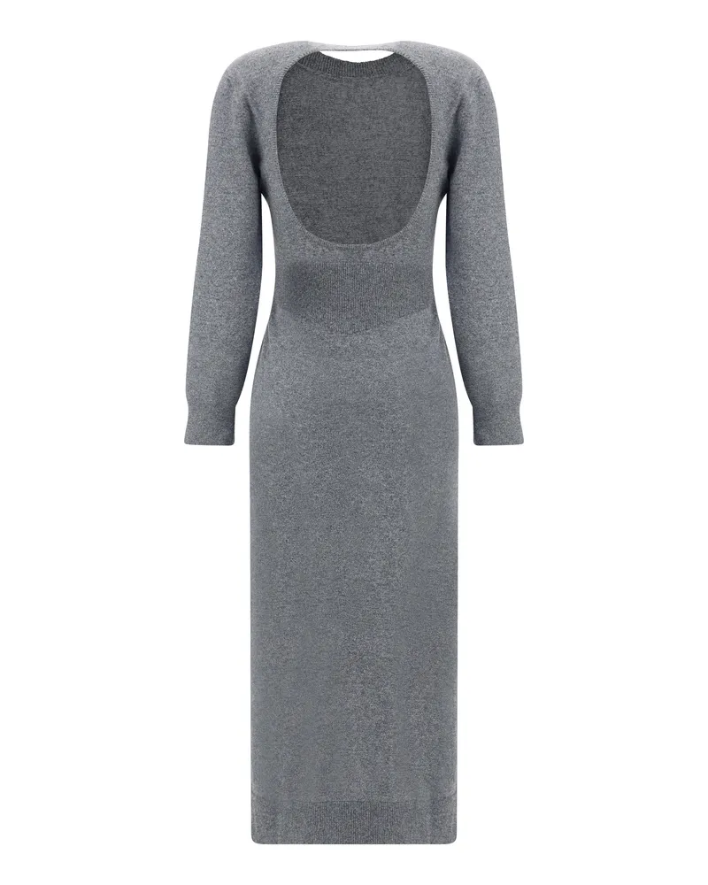 Givenchy Women Long Knit Dress Medium Grey Kashmir-Capra Hircus Kashmir/capra Gray