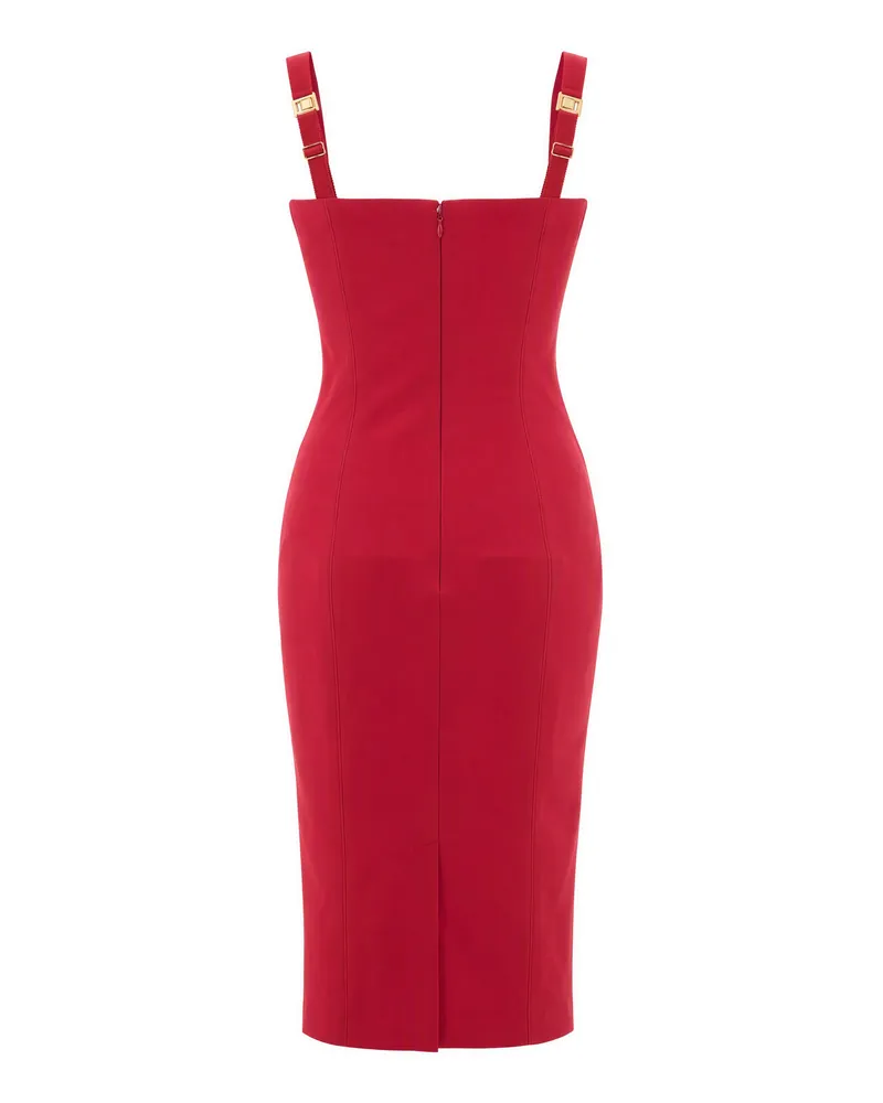 Elisabetta Franchi Structured Technical Fabric Dress — Red Red