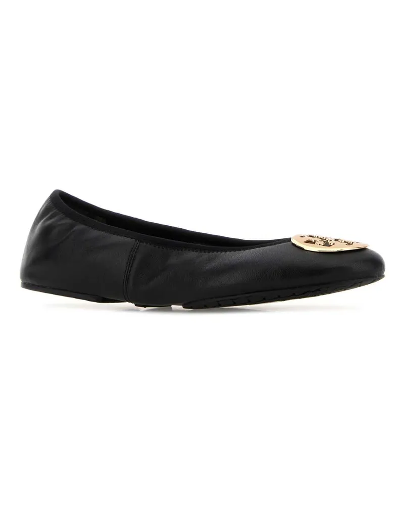 Tory Burch Women's Black Leather Ballerinas 013 Ballerine Flat Shoes Black