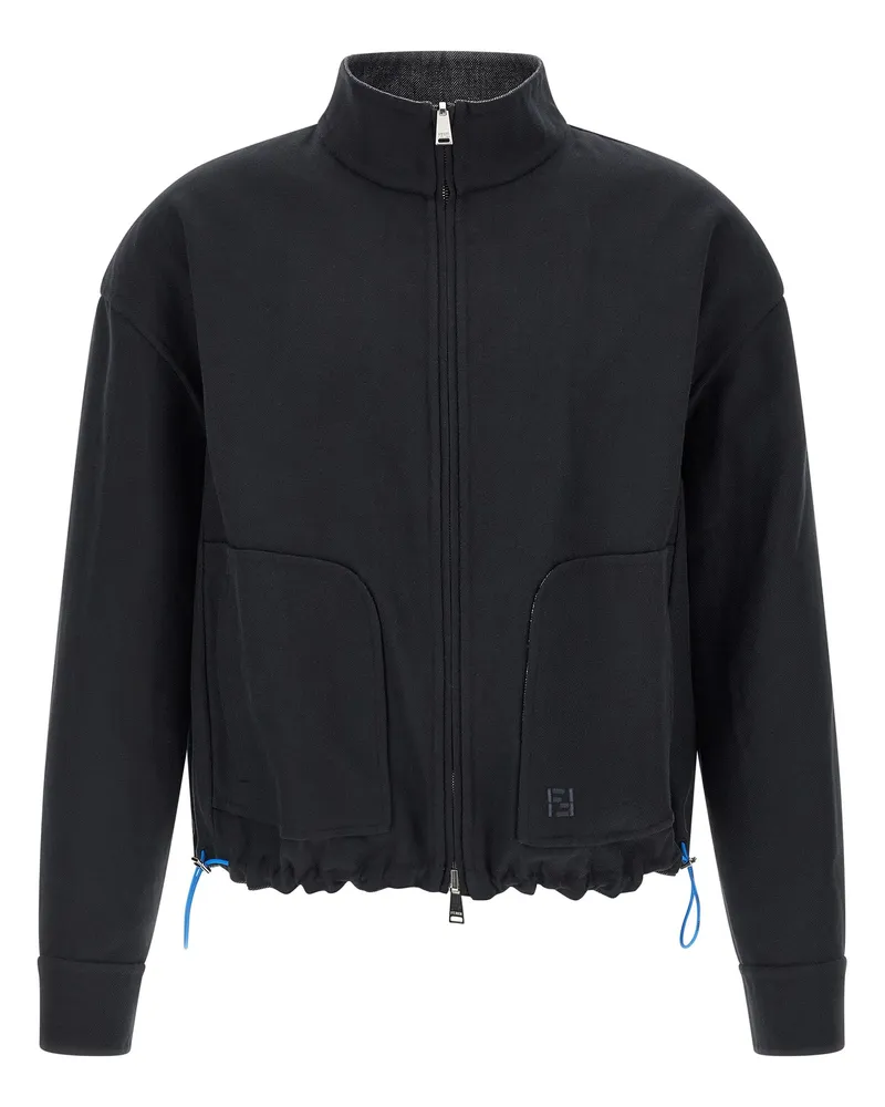 Fendi Reversible Linen-Cotton Blend Jacket — Blue Blue