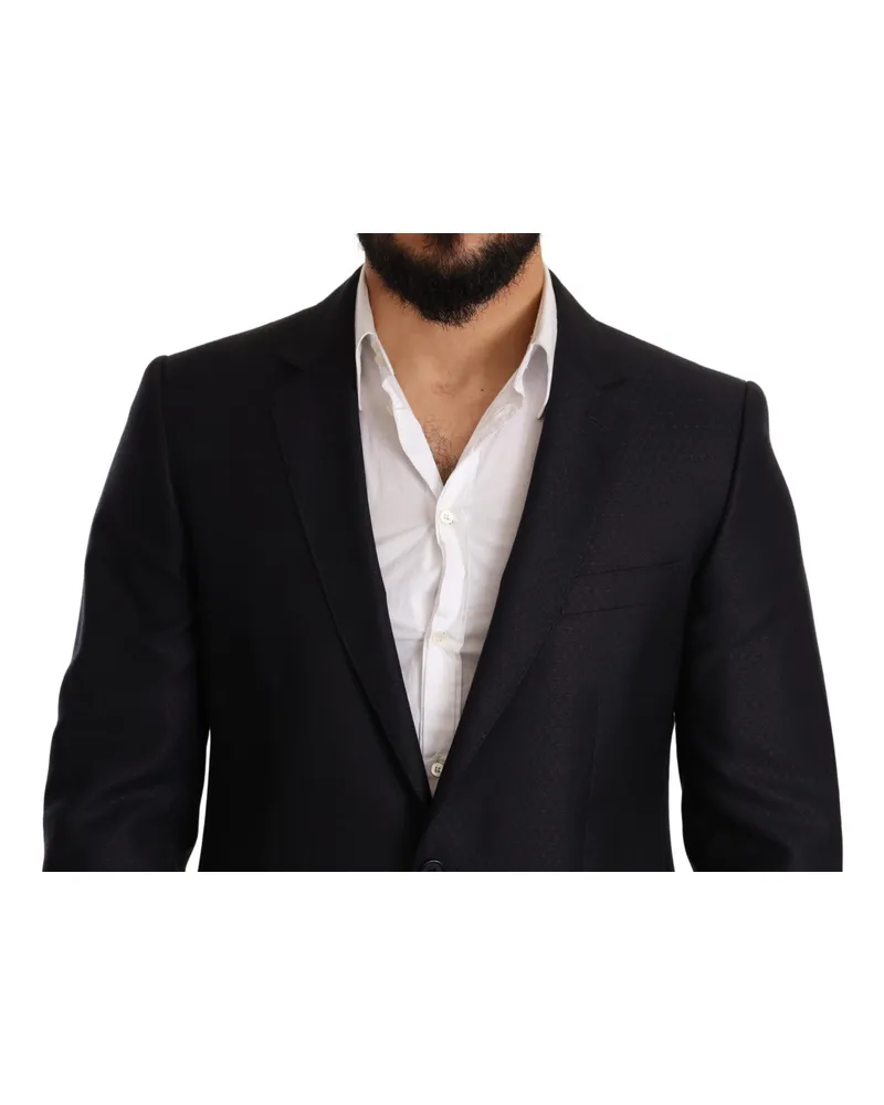 Dolce & Gabbana Men's Blue Pattern Martini Slim Fit 2 Piece Suit Wool Blue