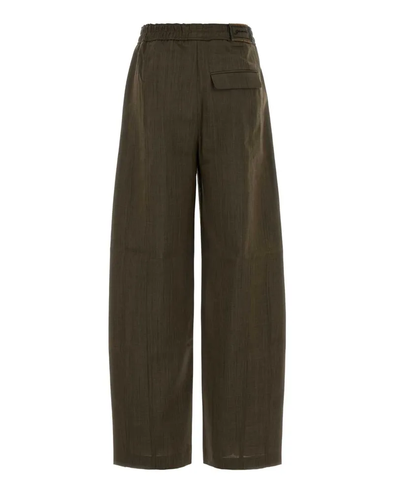 Ganni Women's Mud Wool Wide-Leg Pant Canteen Exterior: Pantaloni Trousers Brown