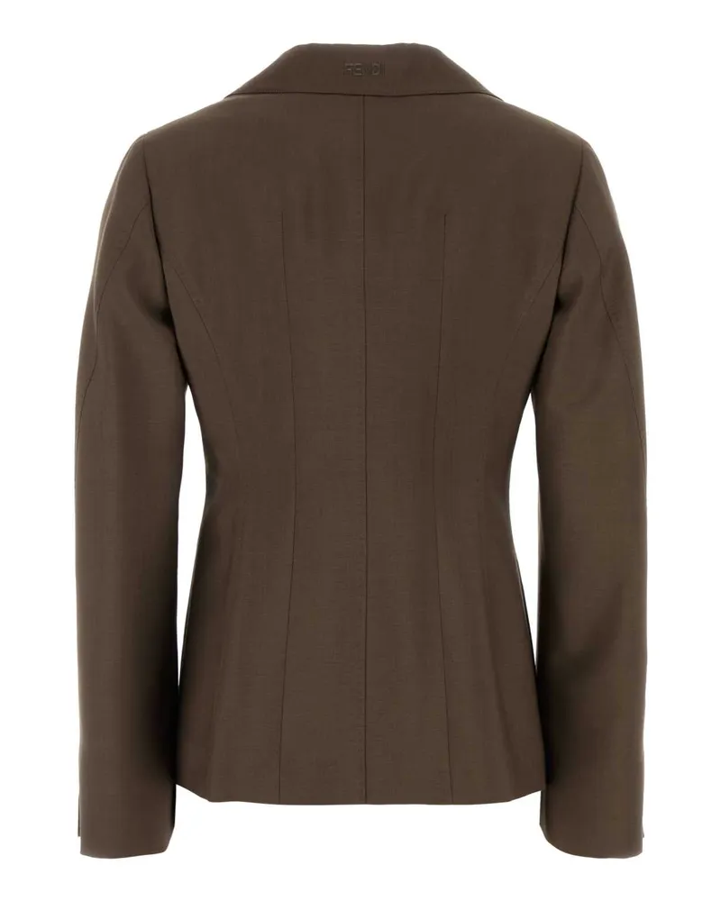 Fendi Women's Single Blazer Brown Wool Mohair Blazers Brown
