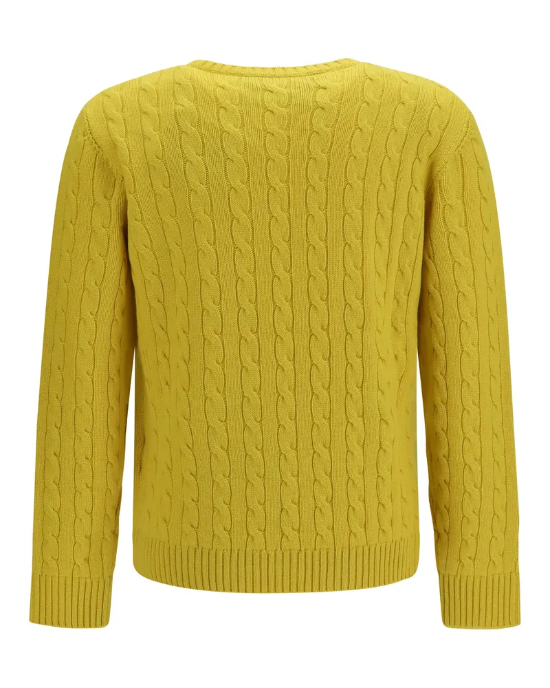 Valentino Garavani Men's Sweater Vlogo Cashmere Yellow Yellow