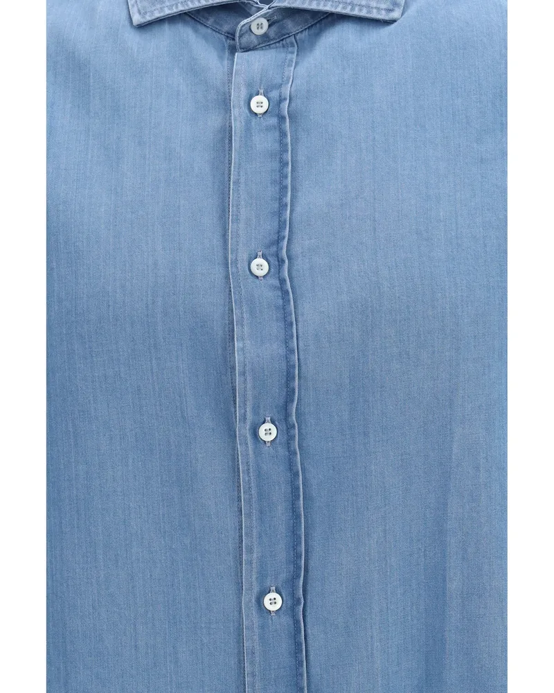 Brunello Cucinelli Cotton Denim Shirt — Blue Blue