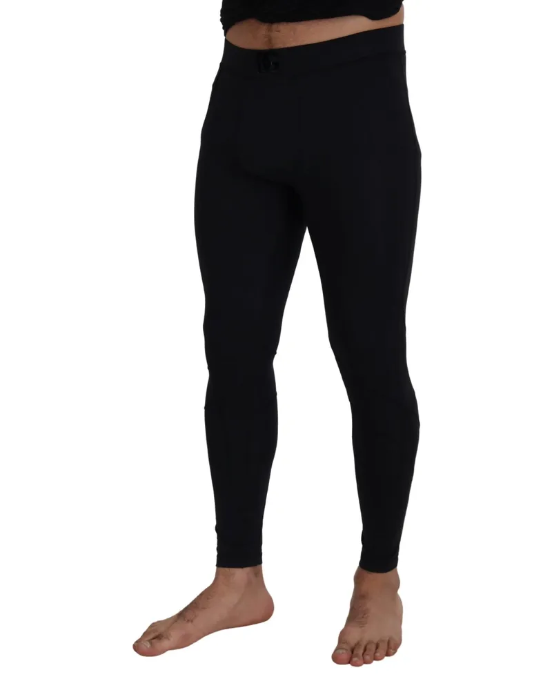 Dolce & Gabbana Men's Black Nylon Slim Fit Stretch Pants Elastane Spandex Black