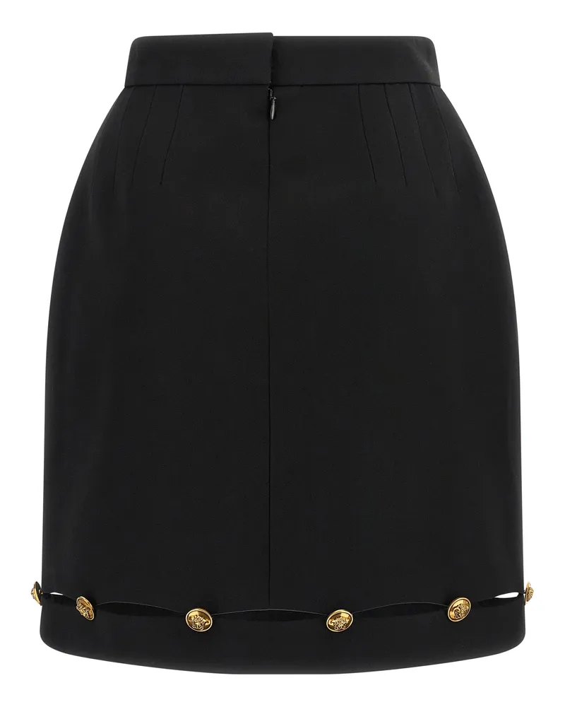Versace Women's Black Virgin Wool Long Skirt Black