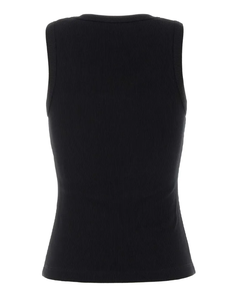 Alexander McQueen Women's Black Stretch Cotton Tank Top Exterior: Elastane Maglie Sweater Black