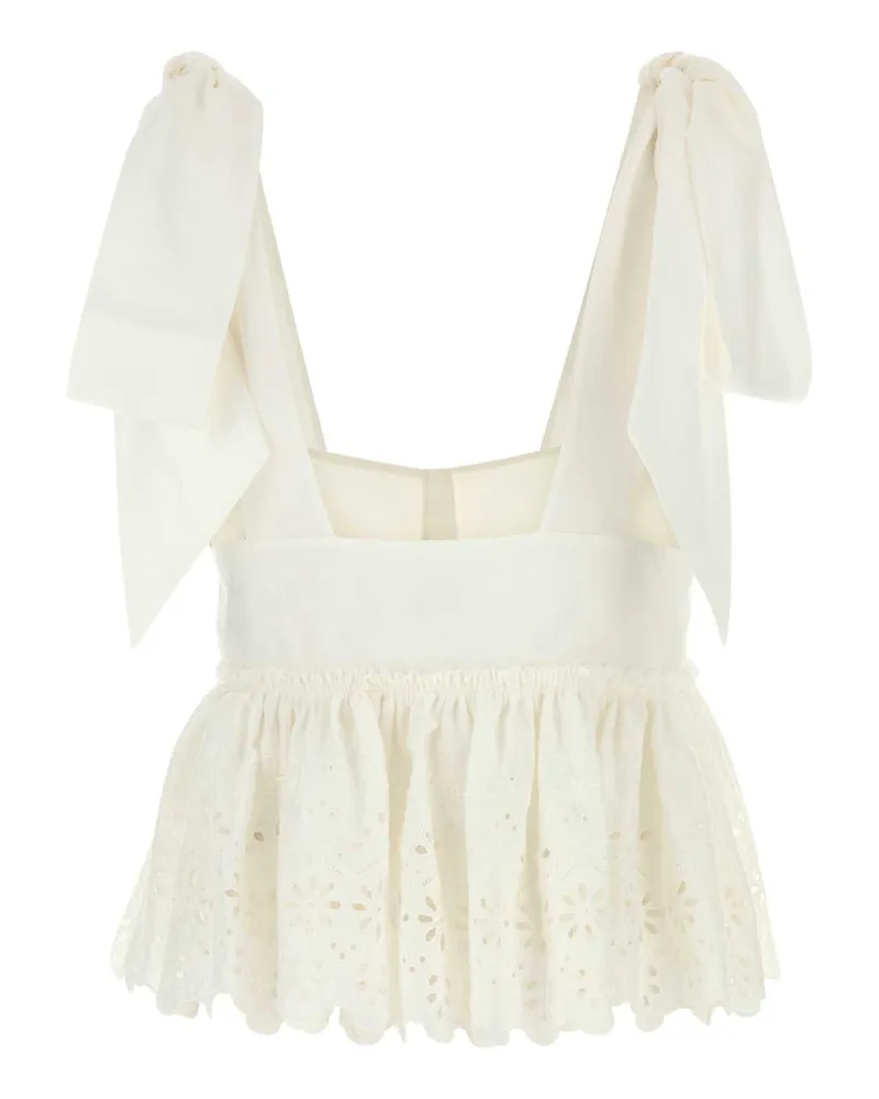 Chloé Eyelet Cotton Blouse — White White