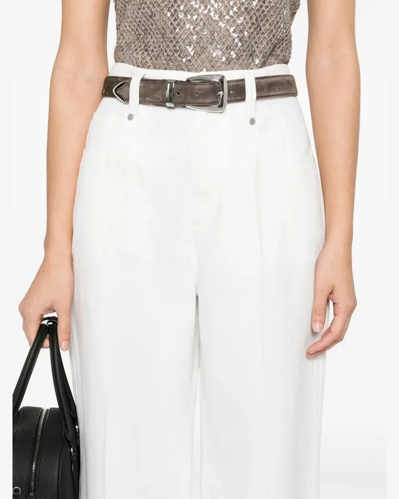 Brunello Cucinelli Women's Wide-Leg Trousers Ss25 W White