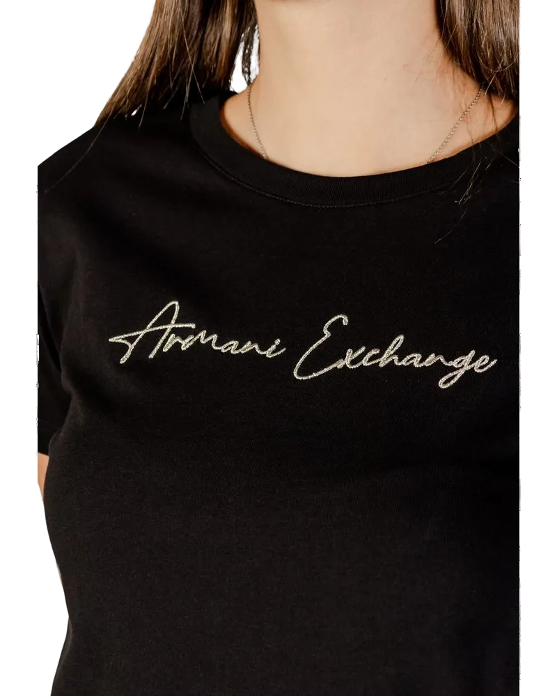 Armani Exchange Logo-Embroidered Cotton T-Shirt — Black Black