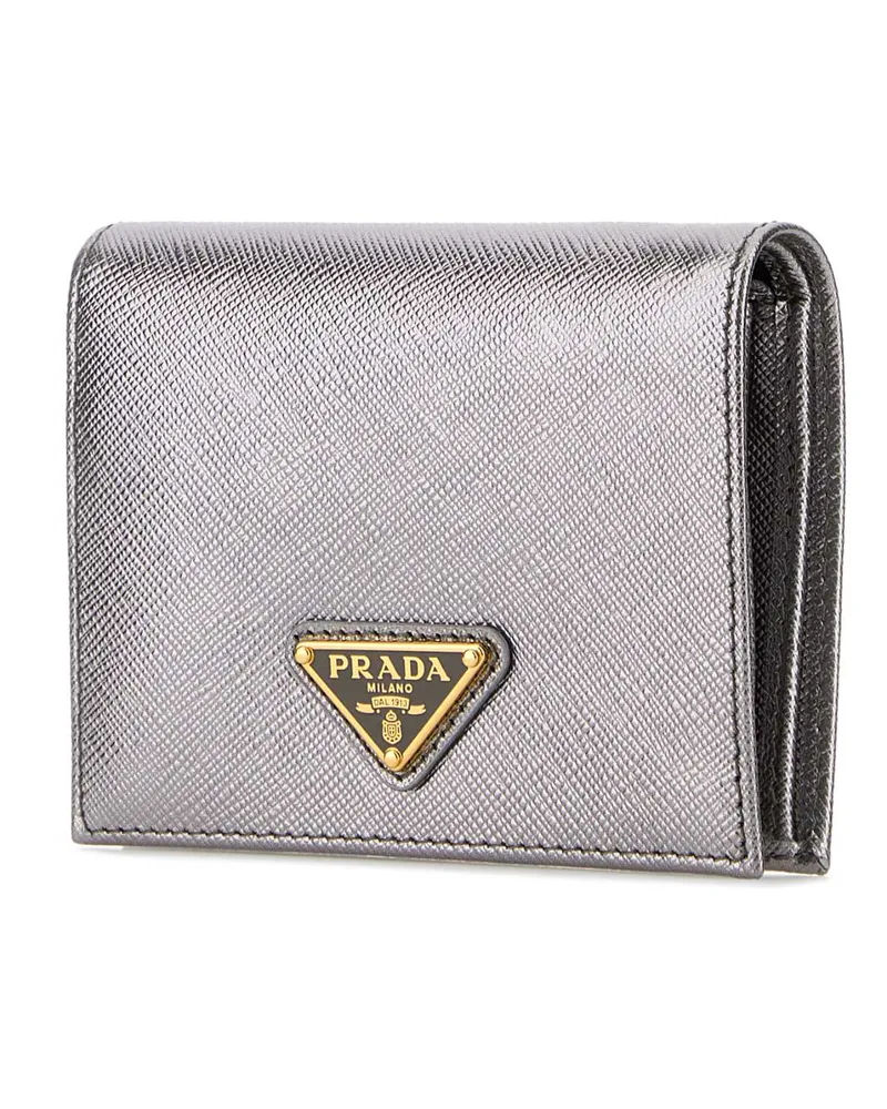 Prada Women's Silver Leather Wallet Cromo Portafogli Silver
