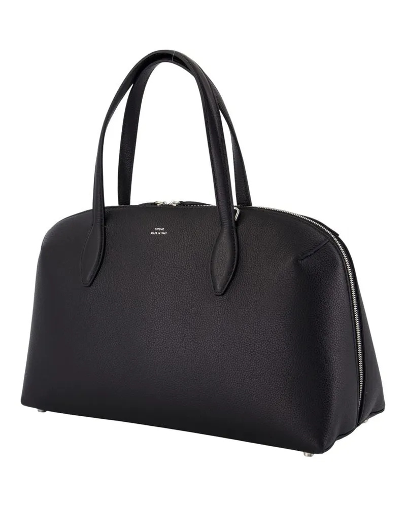 Totême Women's Medium Lounge Zip Shopper Bag -  Leather Black Calfskin Totes-Shopping-Bags Black
